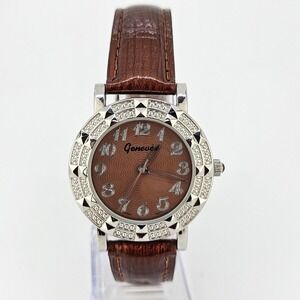 Women's Watch 37MM Brown Dial Leather Bands New Battery READ DESCRIPTION
